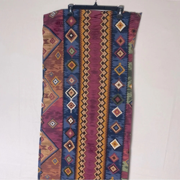 Vintage Burgundy Blue Yellow Southwestern Print Curtains x4 Panels - Picture 4 of 11